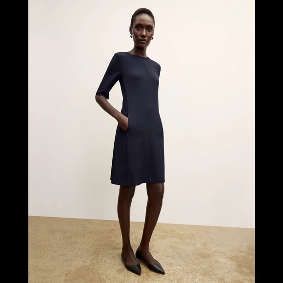 MM Lafleur The Emily Dress Recycled WonderTex Midnight Conservative Minimalist - Picture 1 of 12